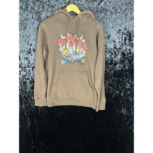 40s & Shorties Hoodie Mens S Brown Crash Graphic Logo Pullover Long Sleeve